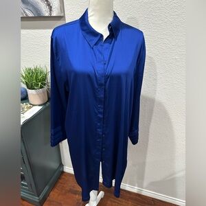 Chico's Vibrant Blue satin like tunic blouse size 18 Chico’s 3 city glam